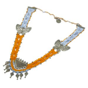 Orange Traditional Crochet Festive Jewelry Set Handmade - Image 4