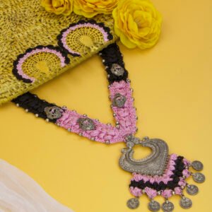 Pink & Black Crochet Beads Jewelry Set Handmade - Image 5