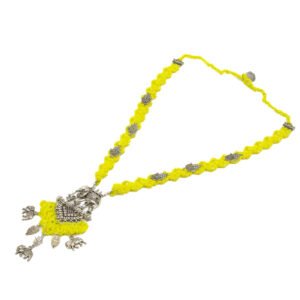 Yellow Crochet Elephant Pendant Jewelry Set Handmade - Image 5