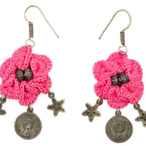 Pink Floral Crochet Necklace Set Handmade - Image 3